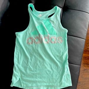 Adidas aqua and white tank top girls size M(10/12)